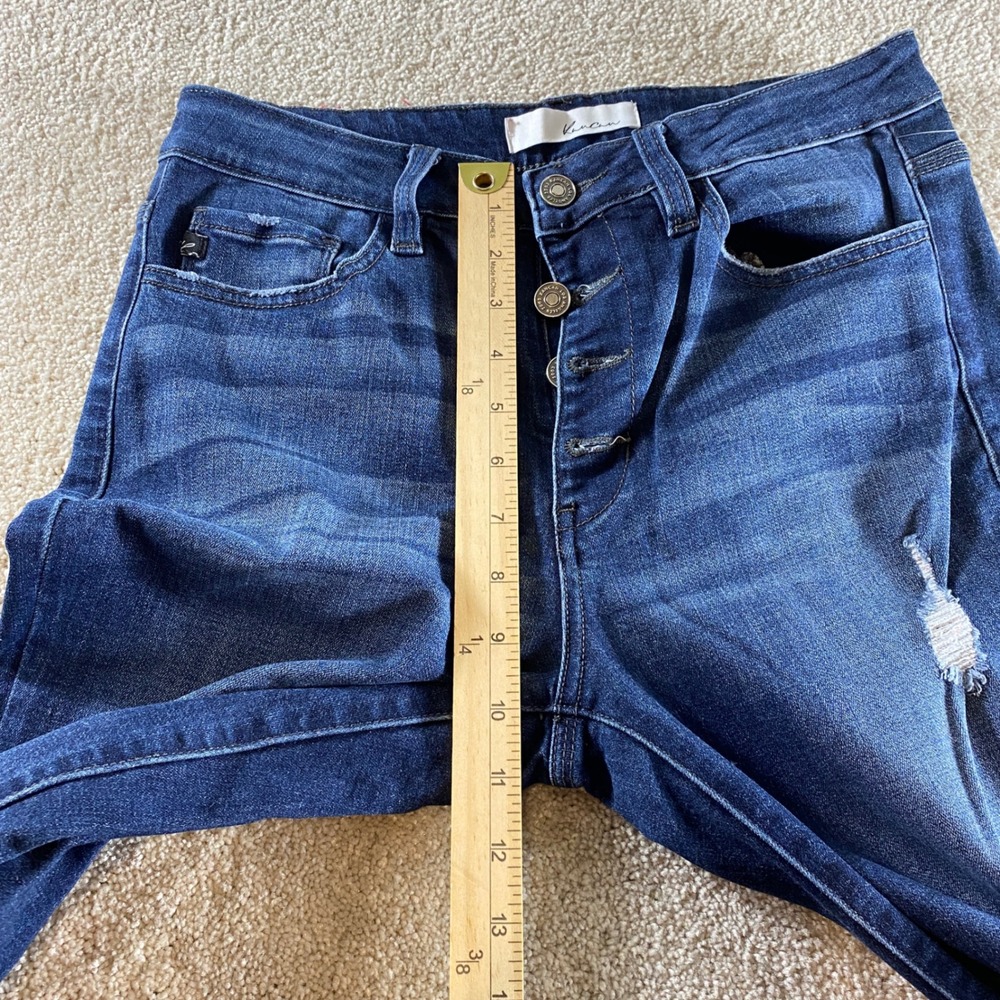 KanCan Skinny Jeans Womens 9/28 Dark Wash Excellent Distressed Button Fly - Picture 6 of 12